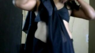 Krithi Sexy Navel Tease in Black Saree, Indian Crossdresser - 3 image