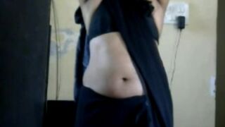 Krithi Sexy Navel Tease in Black Saree, Indian Crossdresser - 7 image
