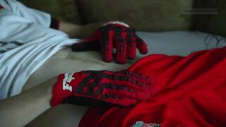 Gearhead in mxhelmet jerks off in the morning