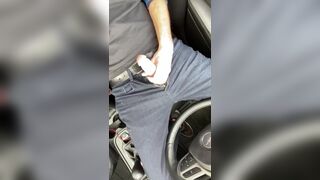 Car masturbation in the dog park. Lay back, drop pants and cum on my seat and myself. - 2 image