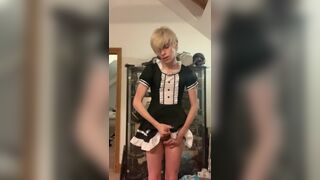 Pretty Teen Maid Boy Jerks off and Cums in Panties - 10 image