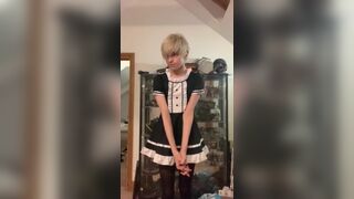 Pretty Teen Maid Boy Jerks off and Cums in Panties - 3 image