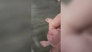 Guy masturbates in skirt