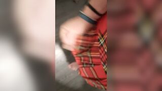 Guy masturbates in skirt