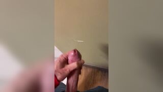 Huge White BWC sprays cum at work (public)