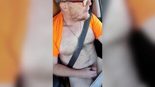 Pig pulls out his small hairy dad dick and jacks off in car - 9 image