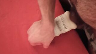 big dick cums in rubber toy