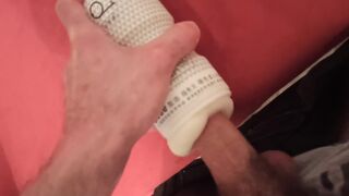 big dick cums in rubber toy