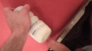 big dick cums in rubber toy