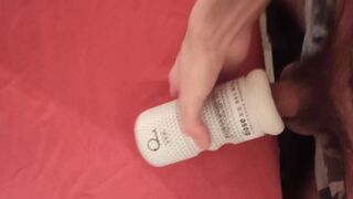 big dick cums in rubber toy