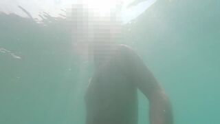 Underwater nude swimming in port public - 5 image