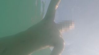 Underwater nude swimming in port public - 7 image