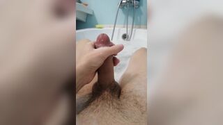 I wash in the bathroom playing with a big dick