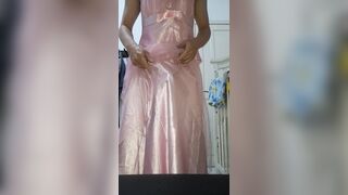 Pink Satin Gown fetish - 8 image