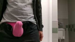 Showing off my pink thong bulge in the gym locker room - 15 image