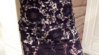 Falke Seidenglatt 15 pantyhose Silber, lace dress and heels