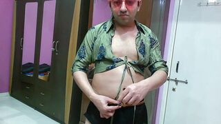 Sexy sissy crossdresser pmb in shirt, skirt and sunglasses. - 6 image