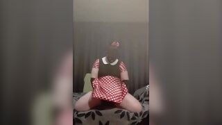 Sissy Femboy in Cute Minnie Dress Teases and Cums