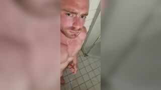 muscle guy jerks off in the shower - 6 image