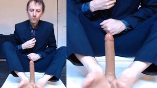 EDGEWORTH JOHNSTONE Suit Dildo Footjob with Big Feet Fetish CAMERA 1 - Closeup foot business man - 4 image
