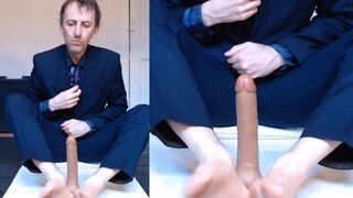 EDGEWORTH JOHNSTONE Suit Dildo Footjob with Big Feet Fetish CAMERA 1 - Closeup foot business man