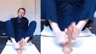EDGEWORTH JOHNSTONE Suit Dildo Footjob with Big Feet Fetish CAMERA 1 - Closeup foot business man - 5 image