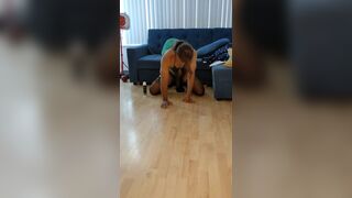 Latina Riding Horse Dildo in Sexy Green Lingerie