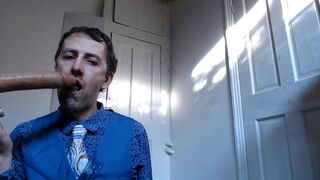 EDGEWORTH JOHNSTONE Suit Blowjob 4 - Dildo Fake Cum in Mouth - Likes sucking a big gay cock closeup - 2 image