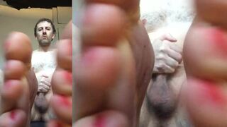 EDGEWORTH JOHNSTONE Red Toenail Closeup - Toe fetish toenails wiggly mens toes CAMERA 3 close up toe - 4 image