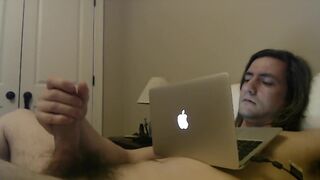 No Lube Necessary-Boy Jerks Big Cock to Porn