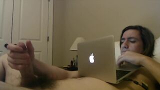 No Lube Necessary-Boy Jerks Big Cock to Porn - 6 image