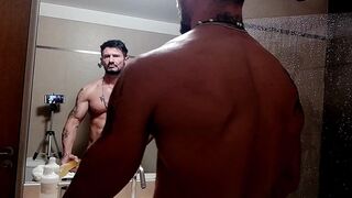 Anal Play in the Shower With Solo Masturbation with Big Cumshot - With Alex Barcelona - 6 image
