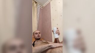 My dick in toy. She makes strange noises. Past 1