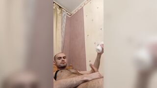 My dick in toy. She makes strange noises. Past 1