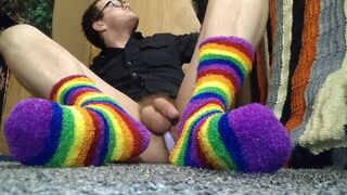 Gay guy Tries Dildo in Rainbow Socks - 8 image