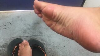 Imagine you are at a random public restroom and find my feet waiting for you - Manlyfoot Road trip - 14 image