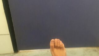 Imagine you are at a random public restroom and find my feet waiting for you - Manlyfoot Road trip - 15 image