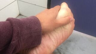 Imagine you are at a random public restroom and find my feet waiting for you - Manlyfoot Road trip - 7 image