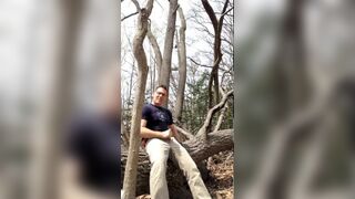 Exhibitionist masturbating in the woods, jerking-off outside - 11 image
