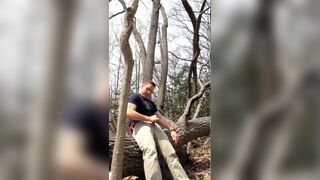 Exhibitionist masturbating in the woods, jerking-off outside - 13 image