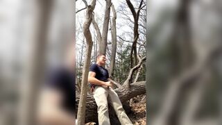 Exhibitionist masturbating in the woods, jerking-off outside - 15 image