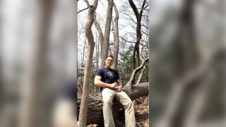 Exhibitionist masturbating in the woods, jerking-off outside - 3 image