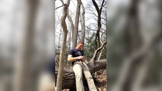 Exhibitionist masturbating in the woods, jerking-off outside - 4 image