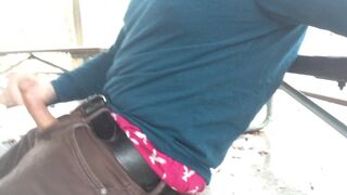 Im jacking off at the campground on a rainy day in the public pavilion - 11 image