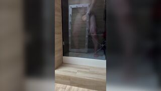 Anal masturbation in the shower with huge dildo - 15 image