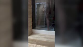 Anal masturbation in the shower with huge dildo - 2 image