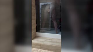 Anal masturbation in the shower with huge dildo - 5 image