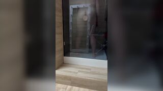 Anal masturbation in the shower with huge dildo - 8 image