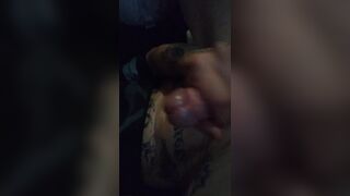 stroking my horny cock and came on myself