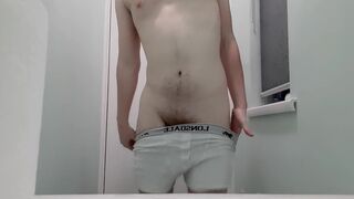 NAUGHTY KINKY straight boy / teasing naked body / strips off / strokes pink balls / ginger bush - 9 image